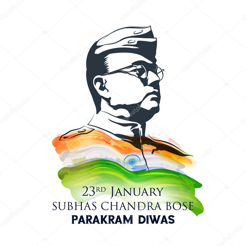 Indian background with Nation Hero and Freedom Fighter Subhash Chandra Bose Pride of India for 23rd January