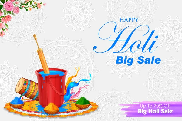 Happy Holi disegno della carta di sfondo per il festival del colore dell'India celebrazione saluti — Vettoriale Stock