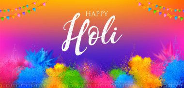 Hindistan renk festivali için soyut renkli Mutlu Holi arkaplan tasarımı.