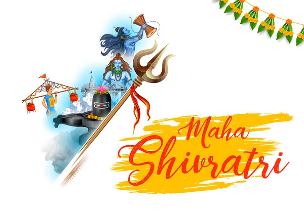Illust Lord Shiva Linga Deus Indiano Hindu Para Maha Shivratri — Vetor de Stock