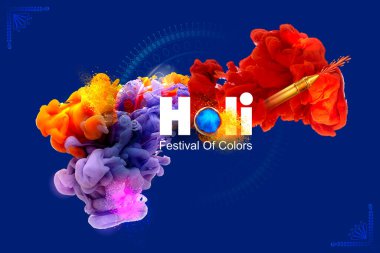 Hindistan renk festivali için soyut renkli Mutlu Holi arkaplan tasarımı.