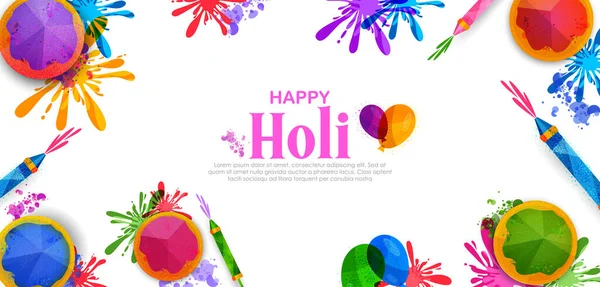 Barevné Happy Holi pozadí karty design pro barevný festival Indie oslavy pozdravy — Stockový vektor