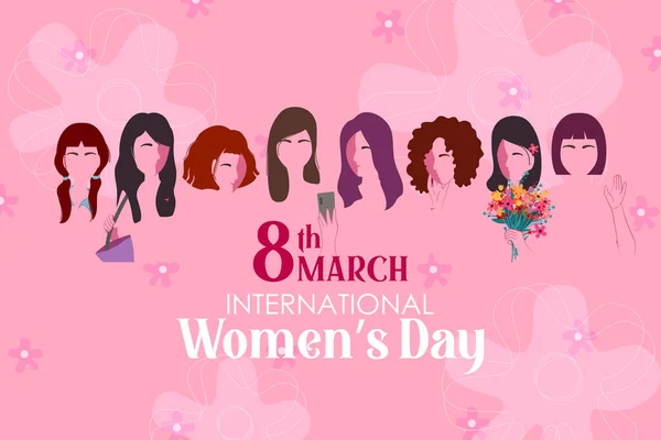 Joyeuse Journée internationale de la femme 8 mars salutations fond — Image vectorielle