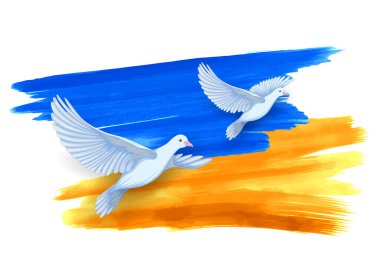 Ukrayna bayrağında uçan güvercin Ukrayna için Barış 'ı gösteriyor