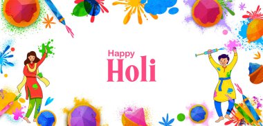 Hindistan renk festivali için Mutlu Holi arkaplan tasarımı
