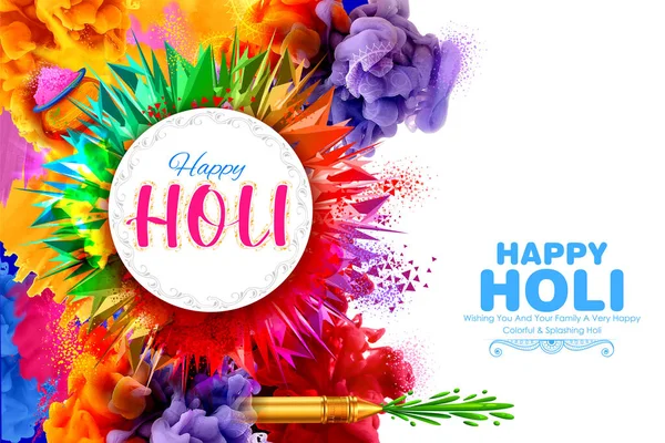 Feliz Holi diseño de la tarjeta de fondo para el festival de color de la India saludos de celebración — Archivo Imágenes Vectoriales