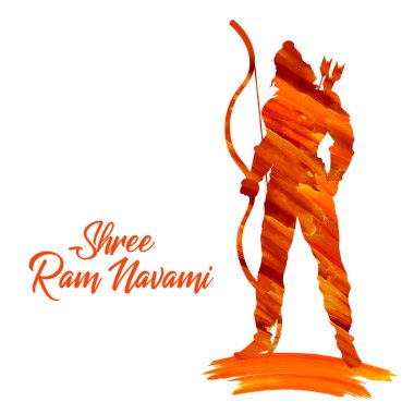 Lord Rama with bow arrow for Shree Ram Navami celebration background for religious holiday of India clipart