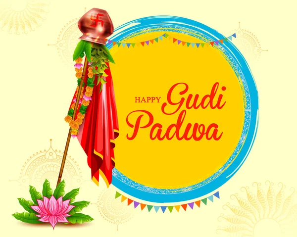 Gudi Padwa Festa lunare di Capodanno nel Maharashtra dell'India — Vettoriale Stock