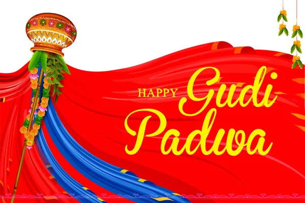 Gudi Padwa Festa lunare di Capodanno nel Maharashtra dell'India — Vettoriale Stock