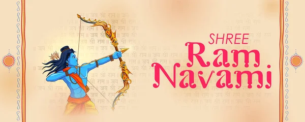 Лорд Рама с луковой стрелой для празднования Шри Рам Навами фон для религиозного праздника Индии — стоковый вектор