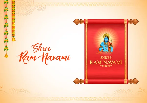 Lord Rama z łukiem strzałki dla Shree Ram Navami tle uroczystości religijnych święto Indii — Wektor stockowy
