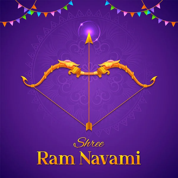 Señor Rama con flecha de arco para Shree Ram Navami celebración de fondo para la fiesta religiosa de la India — Archivo Imágenes Vectoriales
