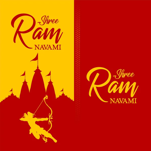 Lord Rama íjjal nyíl Shree Ram Navami ünneplés háttere a vallási ünnep India — Stock Vector