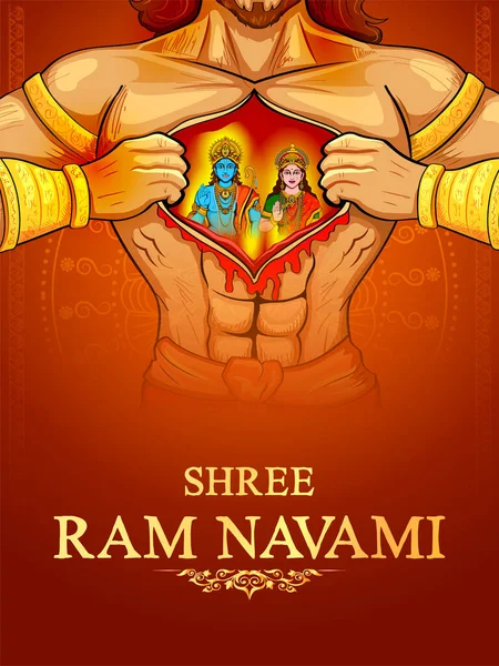 Señor Rama con flecha de arco para Shree Ram Navami celebración de fondo para la fiesta religiosa de la India — Vector de stock