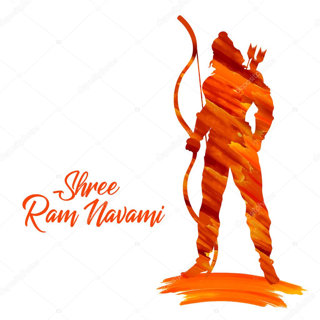 Lord Rama with bow arrow for Shree Ram Navami celebration background for religious holiday of India