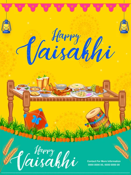 Happy Vaisakhi Punjabi 수확제 시크교 — 스톡 벡터