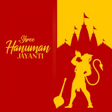 illustration of Lord Hanuman on religious background for Hanuman Jayanti festival of India