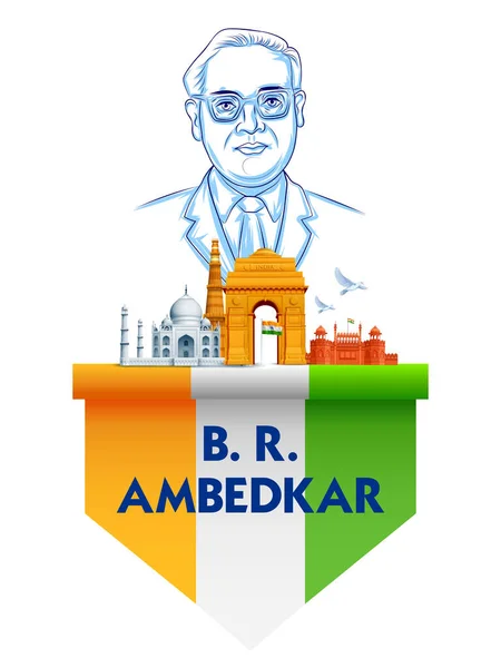 Ilustración Del Bhimrao Ramji Ambedkar Con Constitución India Para Ambedkar — Vector de stock
