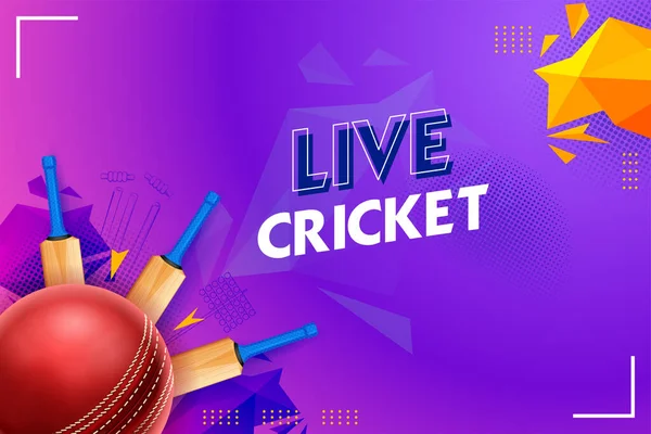 illustration of bat and ball on cricket championship sports background