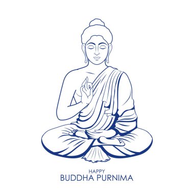 illustration of Lord Buddha in meditation for Buddhist festival Happy Buddha Purnima Vesak