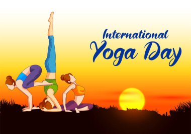 21 Haziran 'da Uluslararası Yoga Günü için Asana ve meditasyon yapan bir kadının resmi