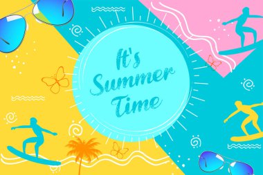 Eğlence partisi davetiye pankartı için Summer Time poster kağıdının çizimi