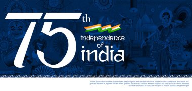 illustration of tricolor banner with Indian flag for 75th Independence Day of India on 15th August clipart