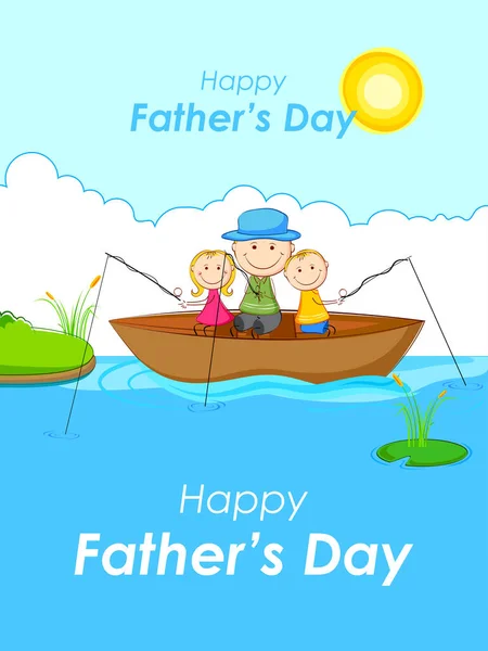 Illustration Holiday Greetings Background Happy Father Day Kid Father Showing — Stock Vector