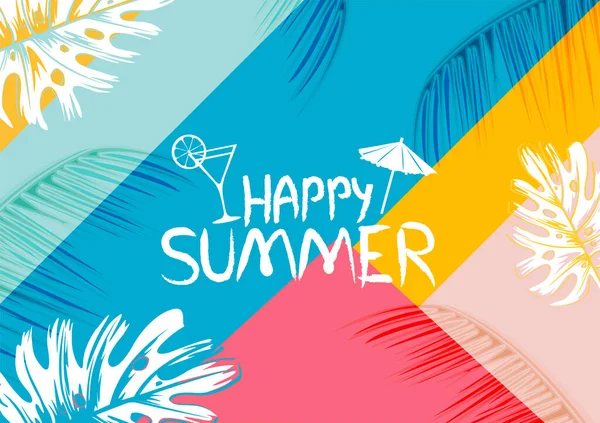 Illustration Summertime Poster Tropical Wallpaper Fun Party Invitation Banner Template — Vettoriale Stock