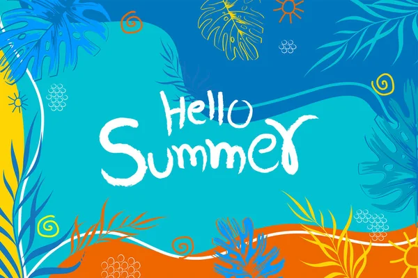 Illust Summer Time Poster Papel Parede Para Diversão Festa Convite — Vetor de Stock