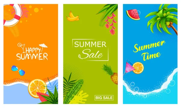 Illust Summer Time Poster Papel Parede Para Diversão Festa Convite — Vetor de Stock