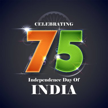 illustration of tricolor banner with Indian flag for 75th Independence Day of India on 15th August clipart