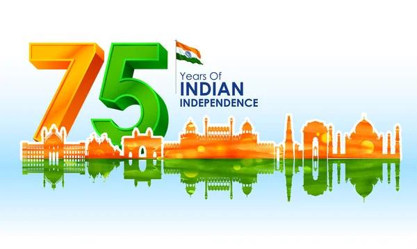 Illustration Famous Indian Monument Landmark 75Th Independence Day India 15Th —  Vetores de Stock