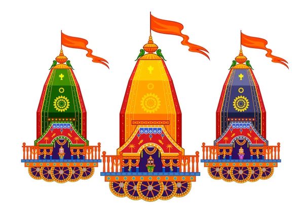 Odisha Festivalinde Lord Jagannath Balabhadra Subhadra Nın Yıllık Rathayatra Nın — Stok Vektör