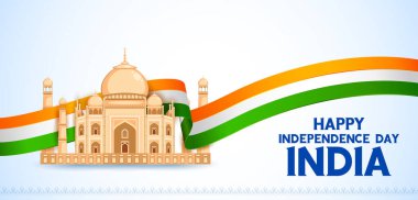 15 Ağustos 'ta Hindistan' ın Bağımsızlık Günü için soyut üç renkli afişin resmi.