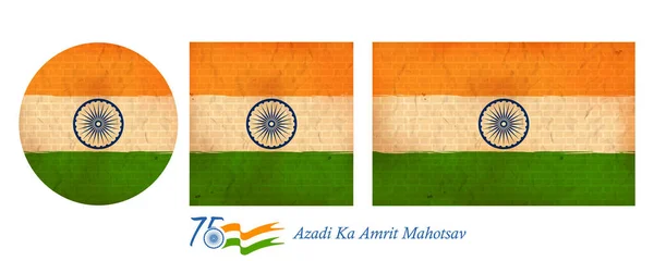 Illustration Tricolor Banner Badge Indian Flag 75Th Independence Day India — Stockvektor