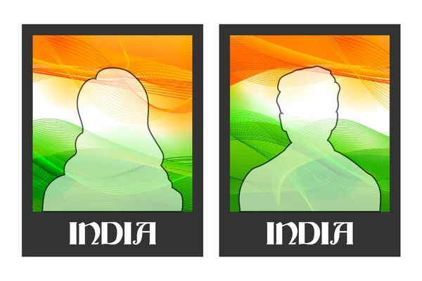 Illustration Tricolor Profile Display Picture Social Media Indian Flag 15Th — Stock Vector