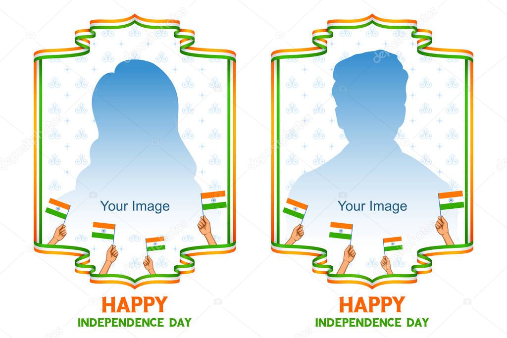 illustration of tricolor profile or display picture on social media with Indian flag for 15th August Independence Day of India