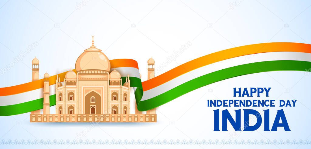 illustration of abstract tricolor banner with Indian flag for 15th August Happy Independence Day of India