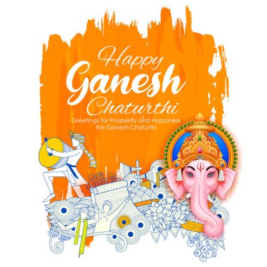 Ganesh Chaturthi festivali için Ganpati arka planının çizimi