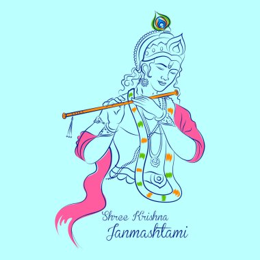 Hindistan 'ın Mutlu Janmashtami festivalinde Tanrı Krishna' nın resmi.