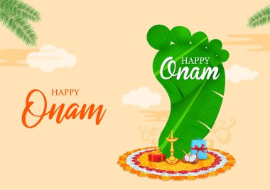 Güney Hindistan Kerala Mutlu Onam Festivali 'nin arka planında Renkli Çiçek Pooklam rangoli tasarımı