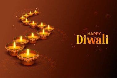 illustration of burning Deepawali diya on Happy Diwali Holiday background for light festival of India