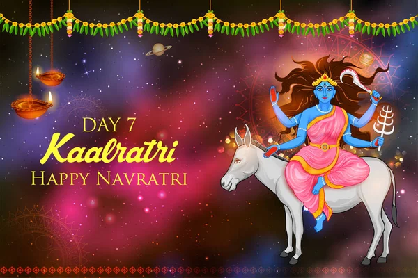 Illustration Goddess Kaalratri Devi Seventh Navadurga Navratri Festival — Stock vektor