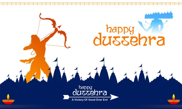 Illustration Lord Rama Holding Bow Arrow Happy Dussehra Festival India — Stock Vector