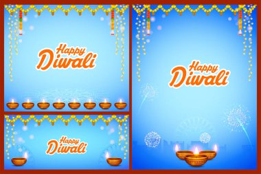 Hindistan 'ın ışık festivali için Mutlu Diwali Tatil arka planında yanan diya' nın bir gösterimi