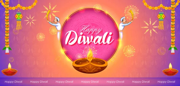 Ilustración Quema Diya Happy Diwali Fondo Vacaciones Para Festival Luz — Archivo Imágenes Vectoriales