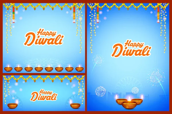 Ilustrace Hořící Diya Happy Diwali Rekreační Zázemí Pro Světlý Festival — Stockový vektor