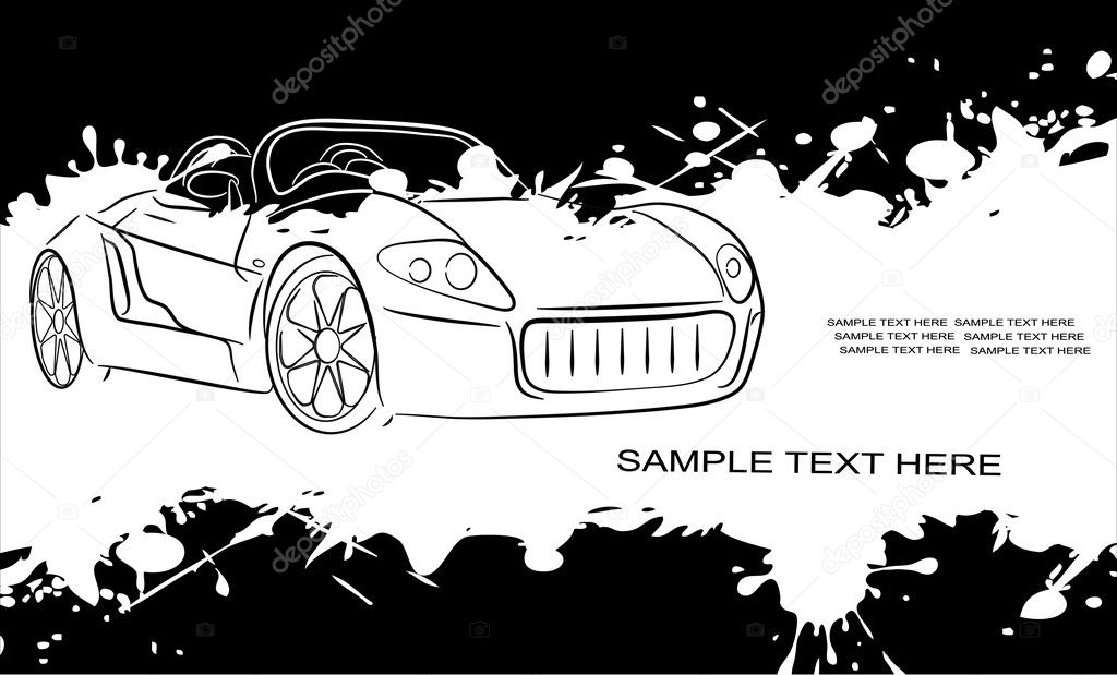 Abstract contours racing car on grunge background