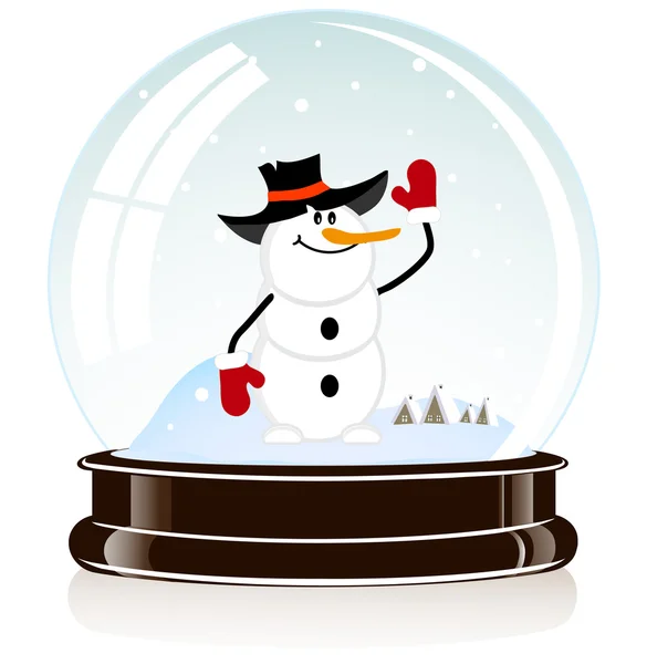 Bol met een sneeuwpop — Stockvector